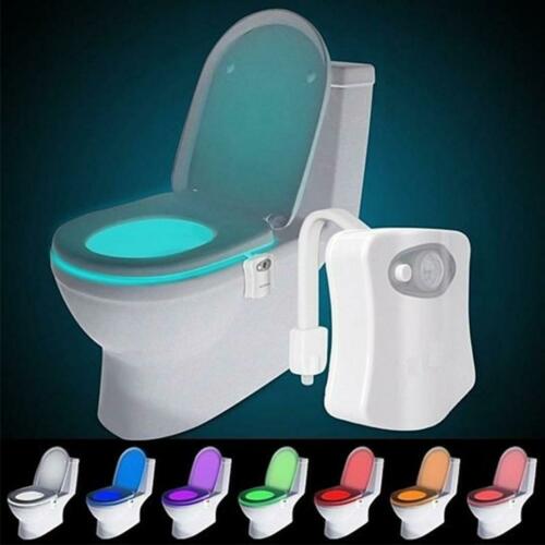 8-Color Motion Sensor LED Toilet Bowl Night Light, Bathroom